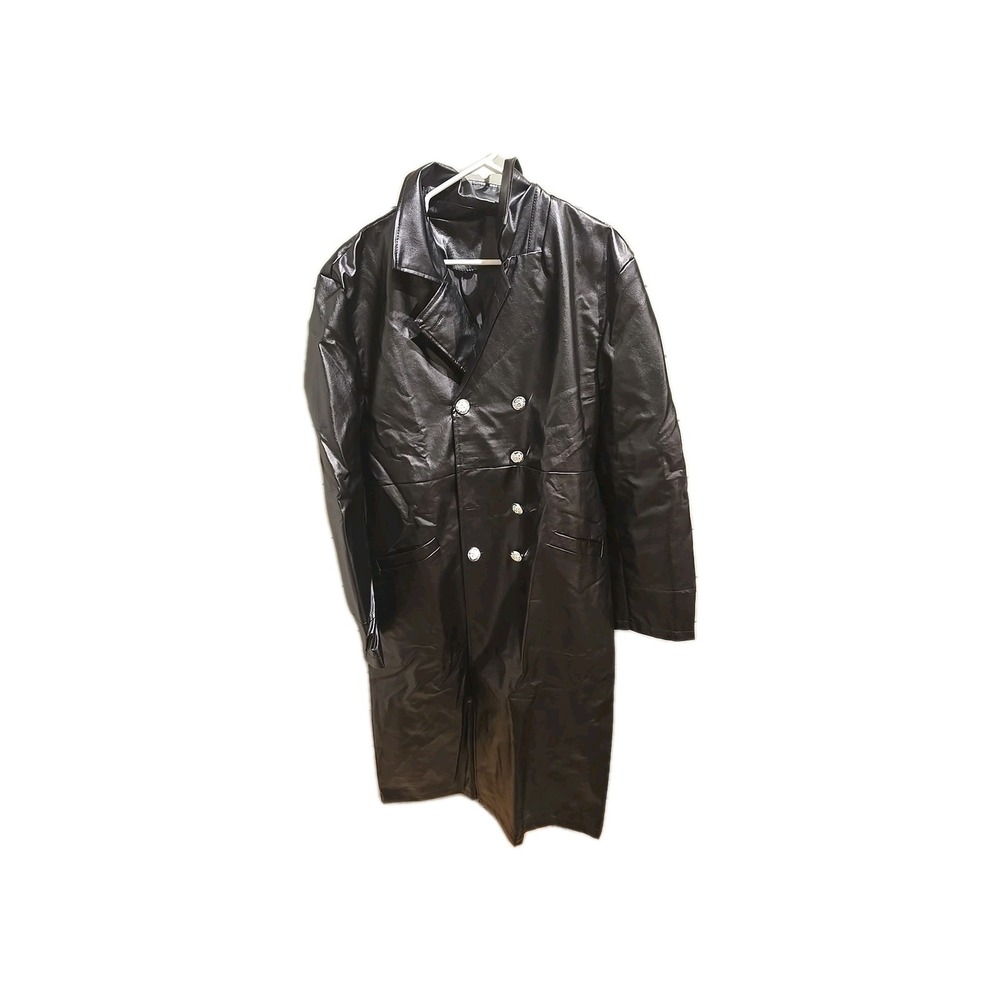 double-breasted faux leather trench coat Size XXL